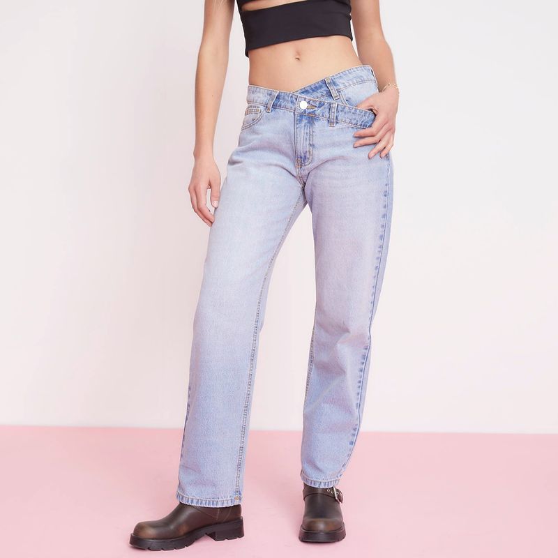 FALABELLA Jeans Falabella Straight Tiro Alto Mujer 100% Algodón