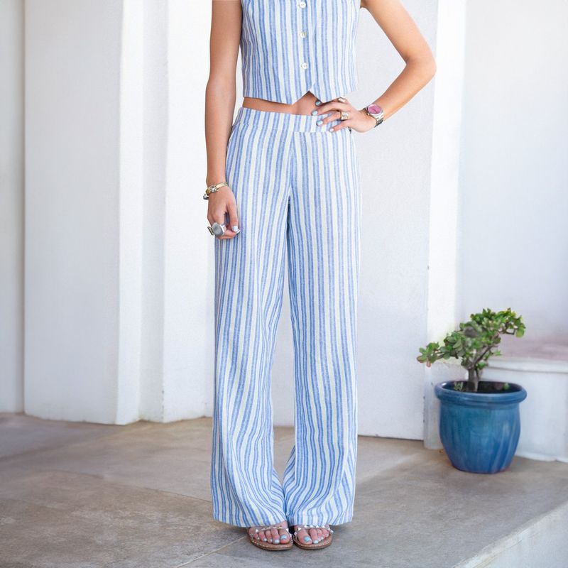RAINDOOR - Pantalón Straight Rayas Mujer Por Josefa Sáez Raindoor