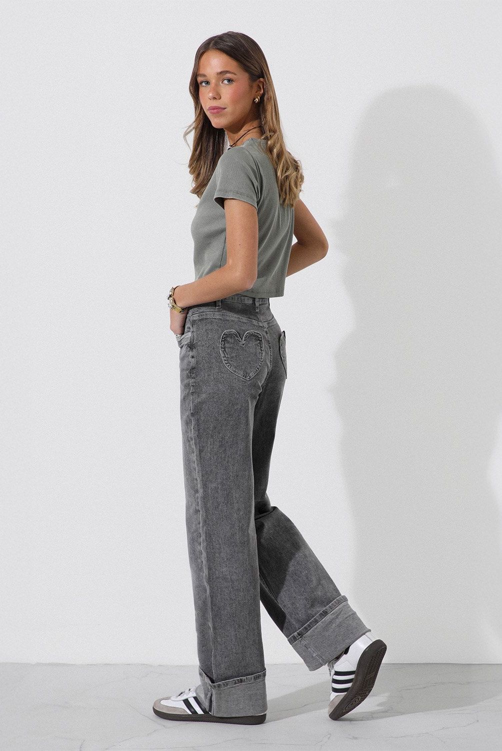 RAINDOOR - Jeans Wide Leg Tiro Alto Mujer Raindoor