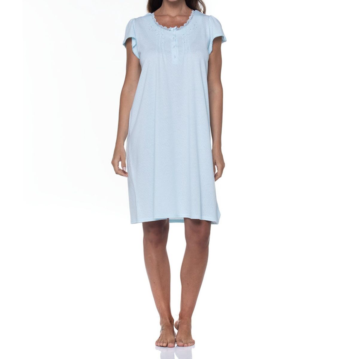 LADY GENNY - Camisa de Dormir Manga Corta Algodón Mujer Lady Genny