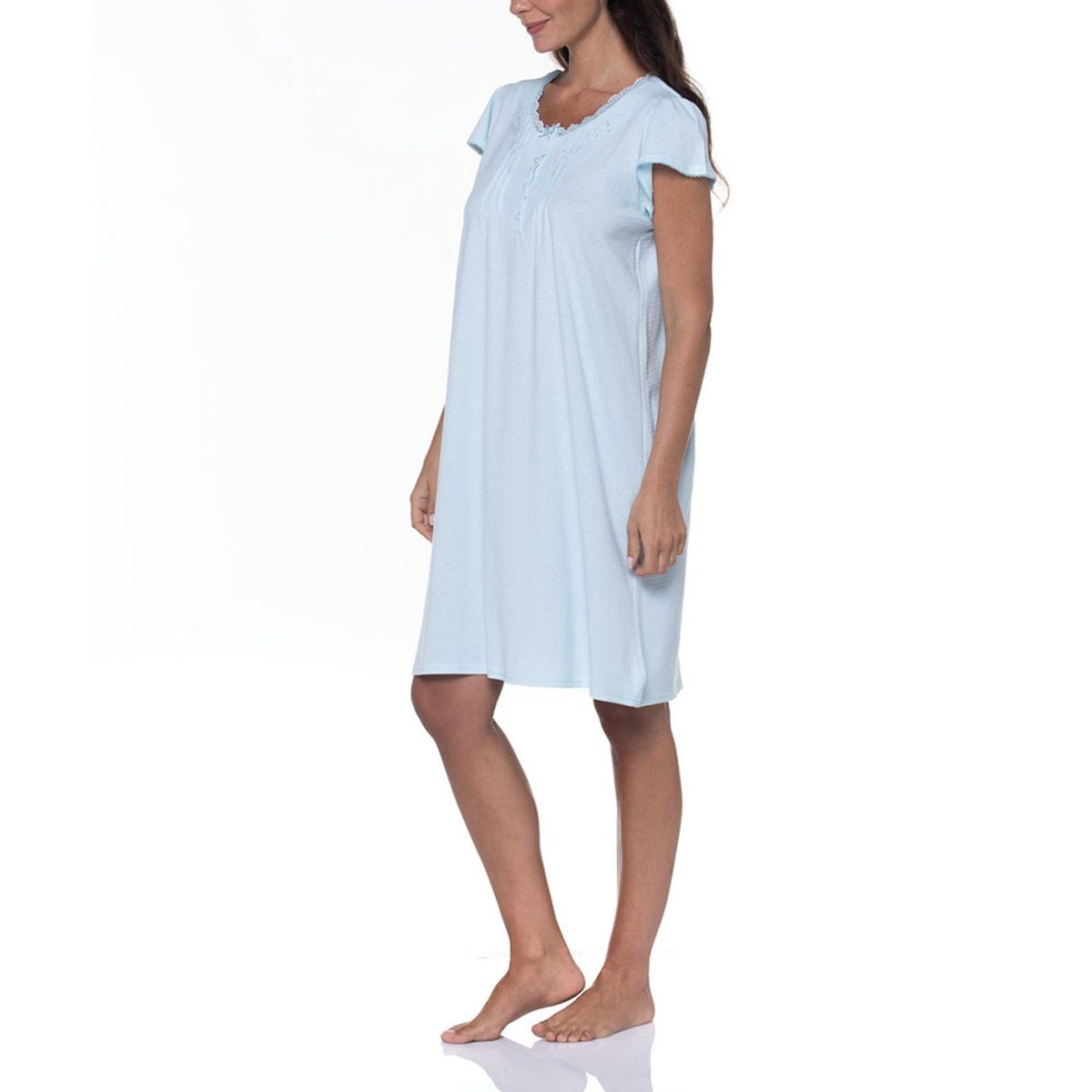 LADY GENNY - Camisa de Dormir Manga Corta Algodón Mujer Lady Genny