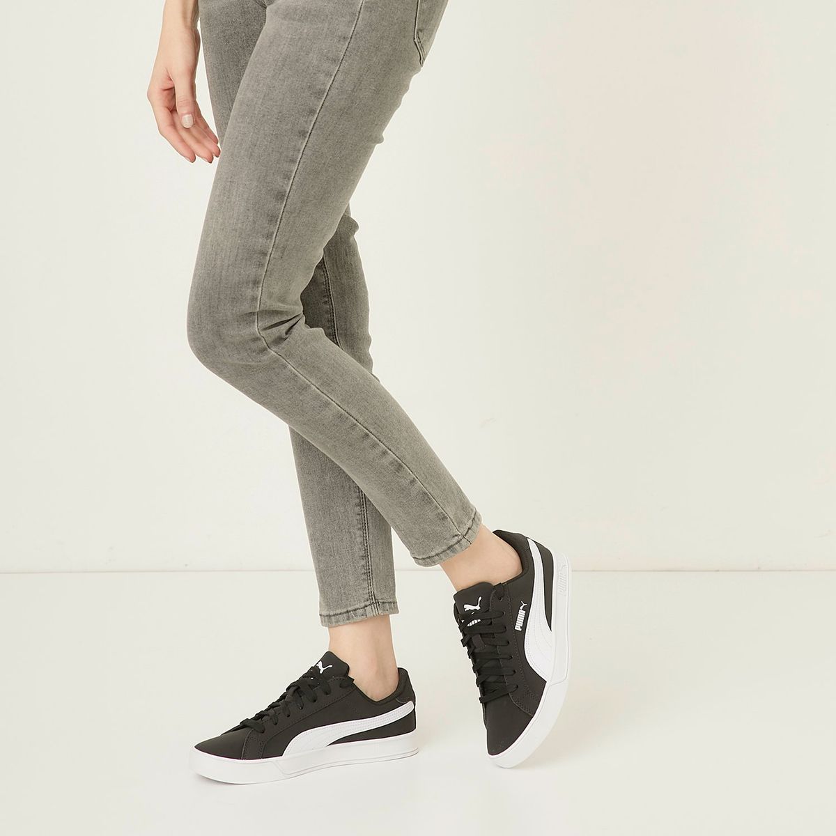 PUMA - Smash Vulc Jr Zapatilla Urbana Niño Negro Puma