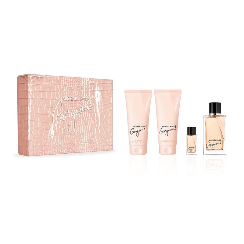 MICHAEL KORS - Set Perfume Mujer Gorgeous EDP 100 Ml + Body Lotion 100 Ml + Shower Gel 100 Ml + Miniatura 5 Ml Michael Kors