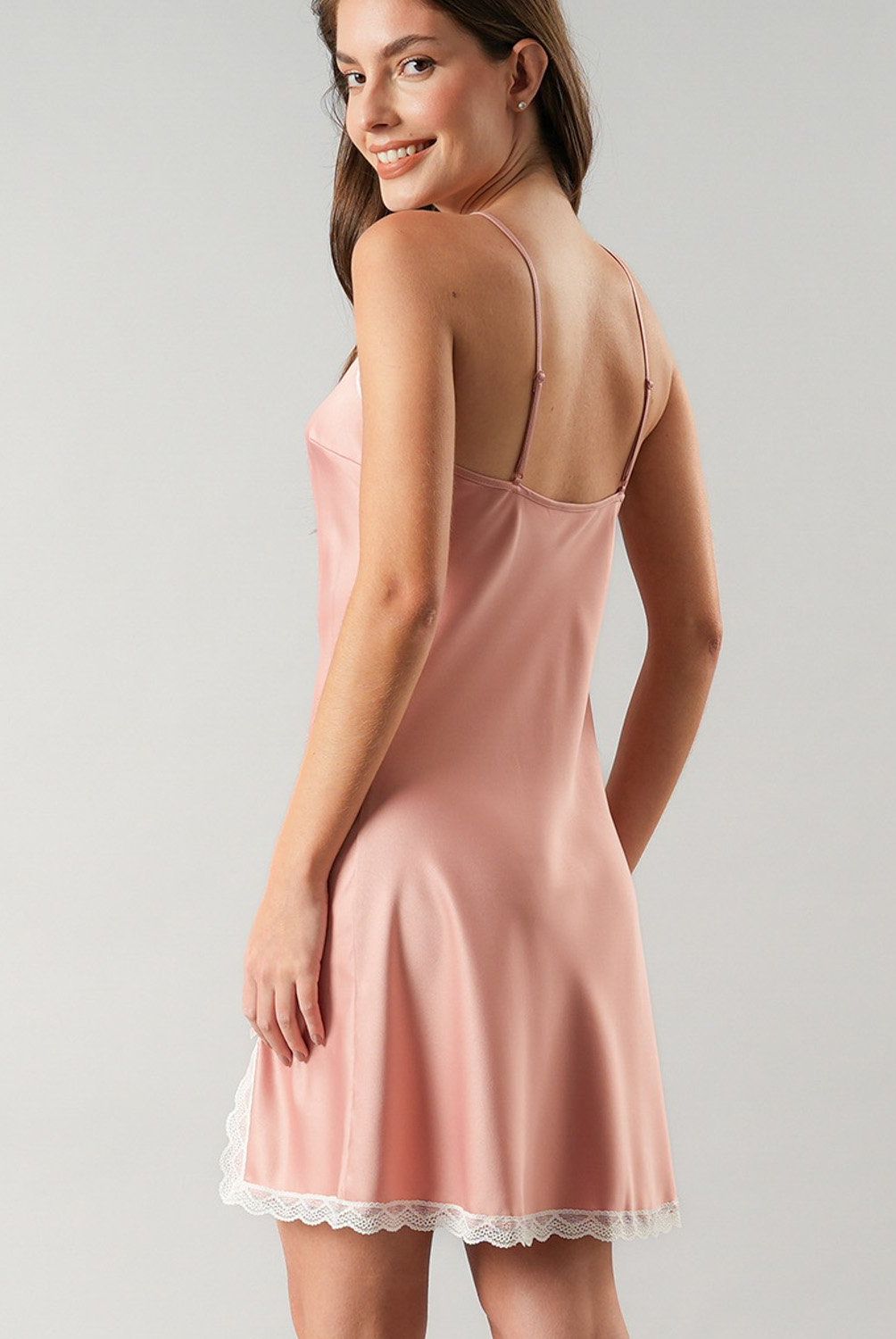 FLORES - Camisola Satín Encaje Mujer Flores