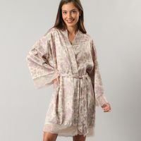 Bata Satín Encaje Mujer