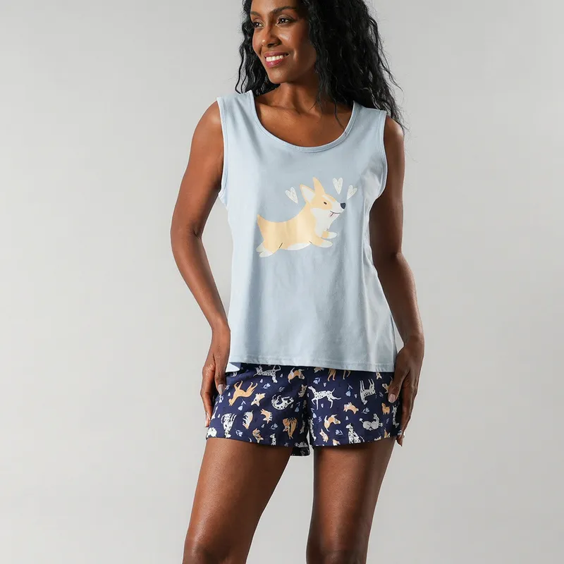 FLORES - Pijamas Top + Short Caja Mujer Flores