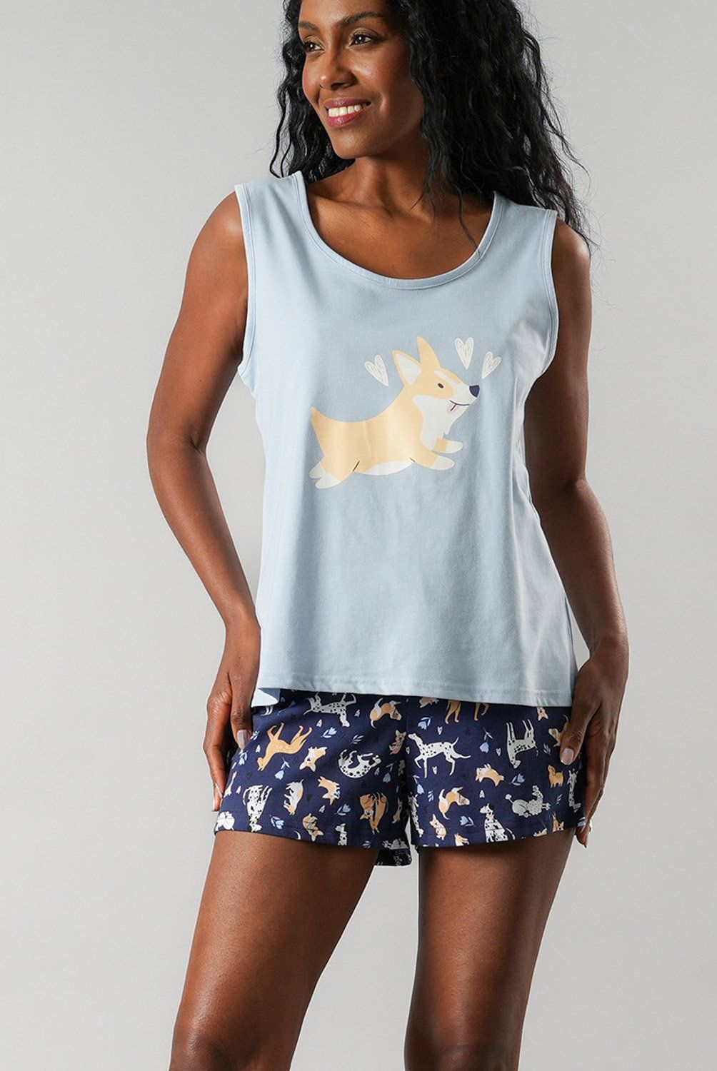 FLORES - Pijamas Top + Short Caja Mujer Flores