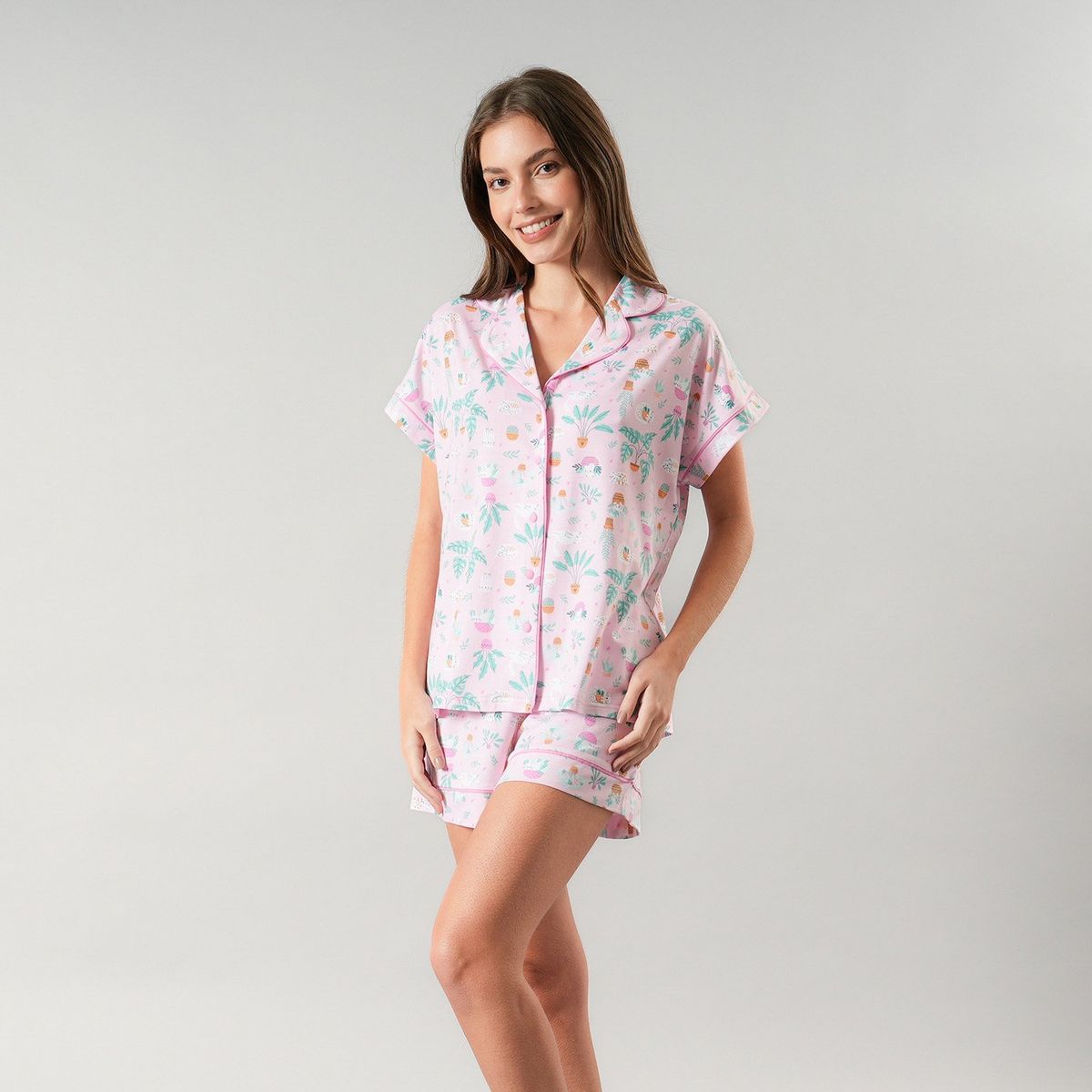 FLORES - Set Top Camisero + Short Mujer Flores