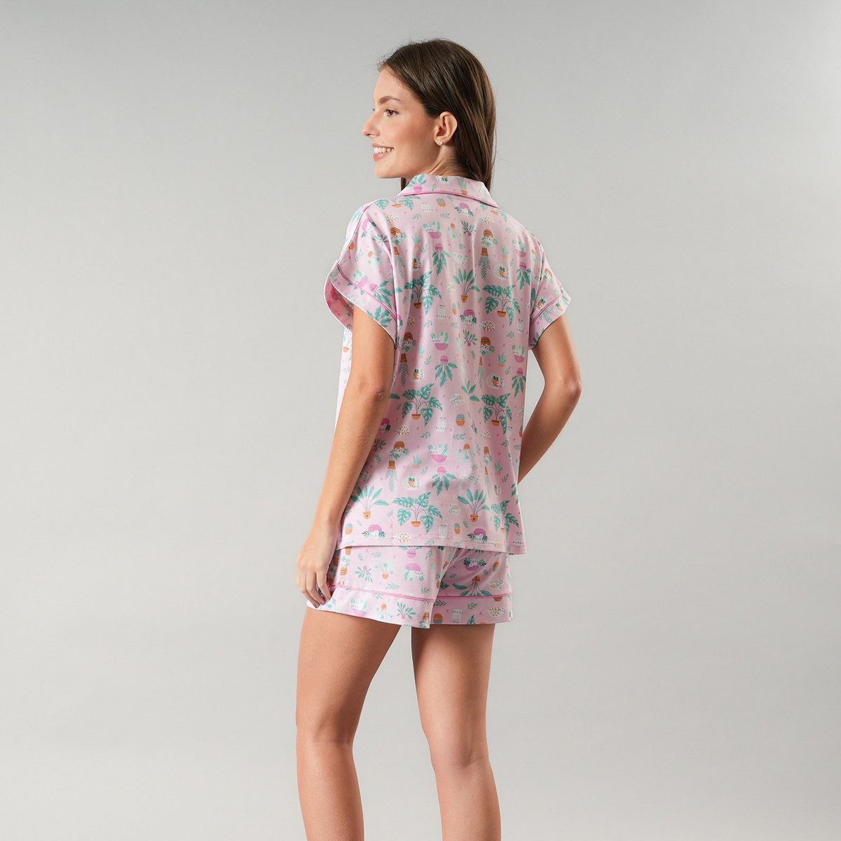 FLORES - Set Top Camisero + Short Mujer Flores