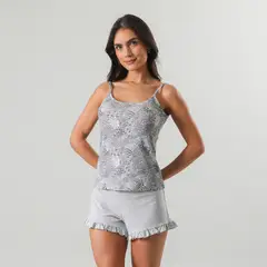 FLORES - Pijamas Top Rib + Short Mujer