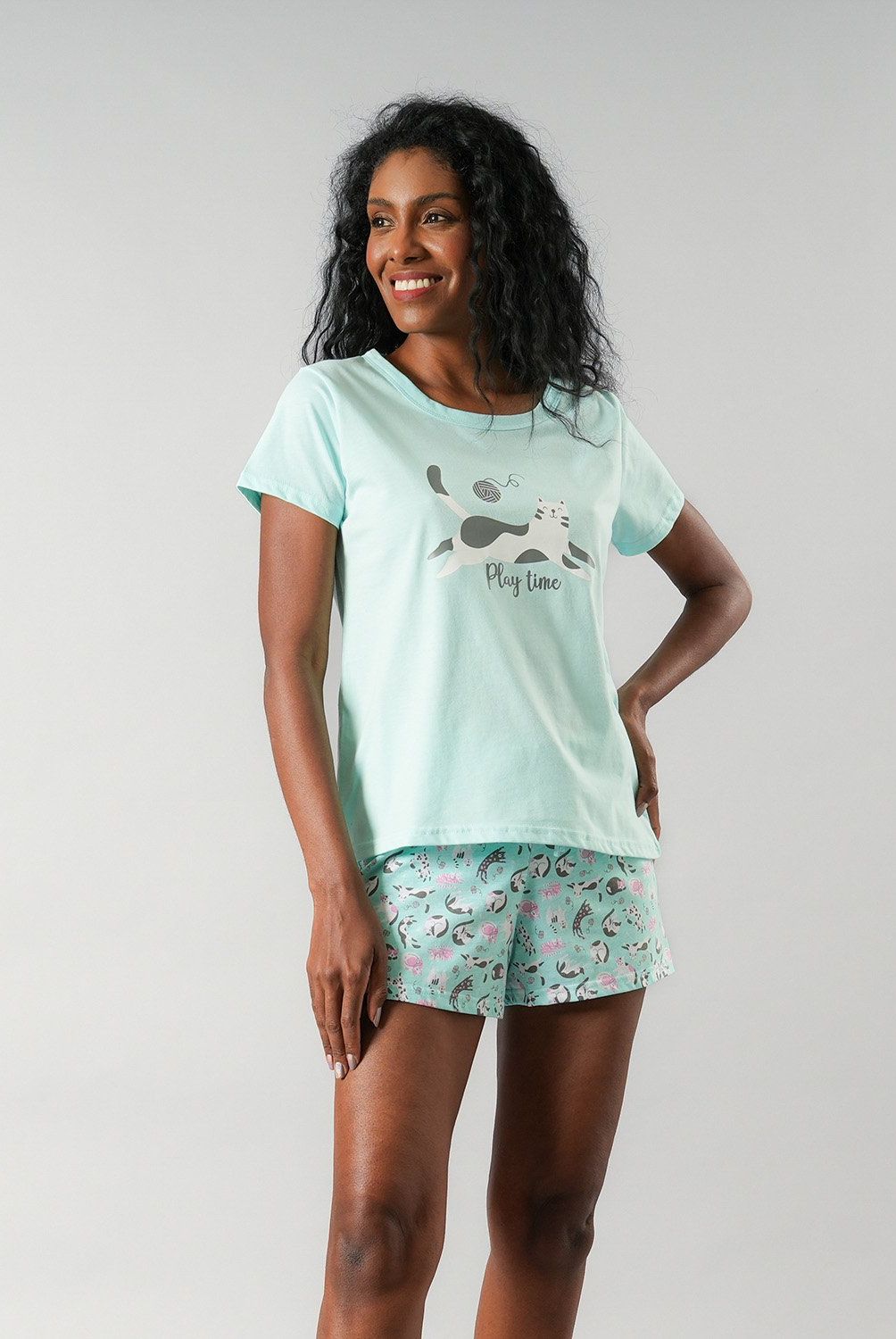 FLORES - Pijamas Top + Short Caja Mujer Flores