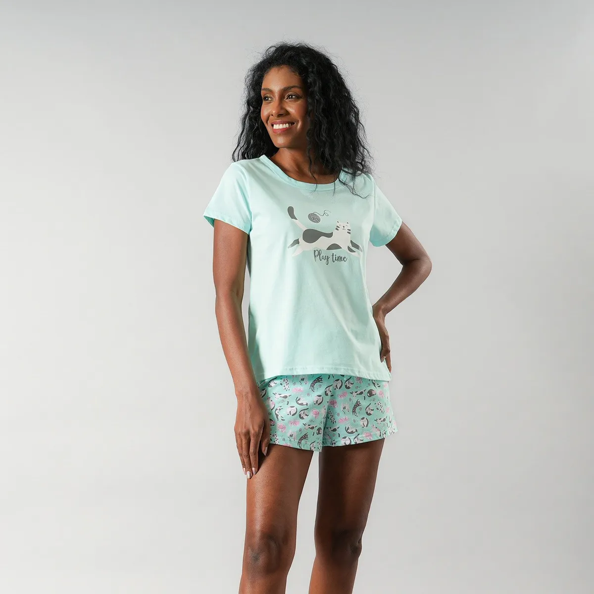 FLORES - Pijamas Top + Short Caja Mujer Flores