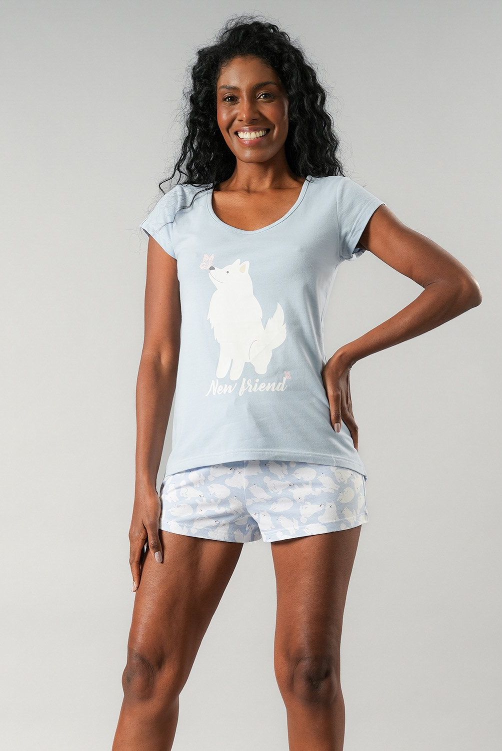 FLORES - Pijamas Top Manga Corta + Short Mujer Flores