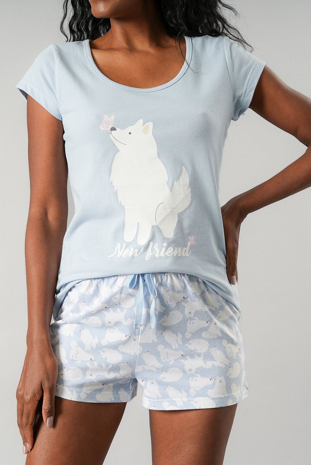 FLORES - Pijamas Top Manga Corta + Short Mujer Flores