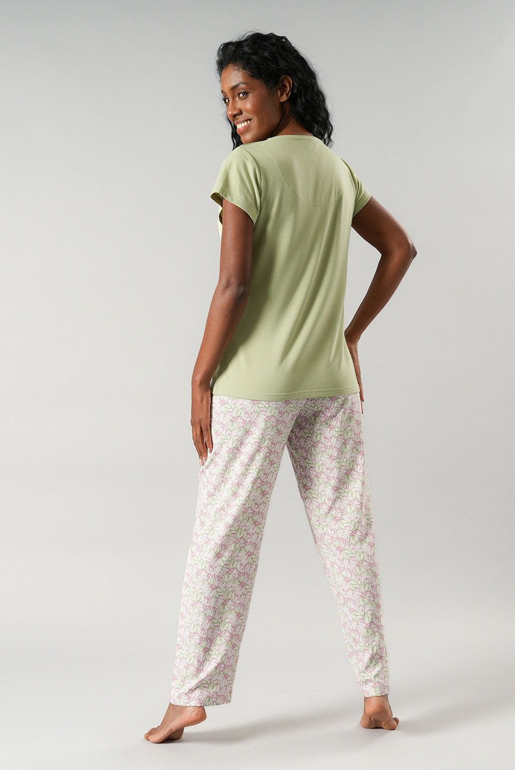 FLORES - Set Top + Pantalón Viscosa Mujer Flores