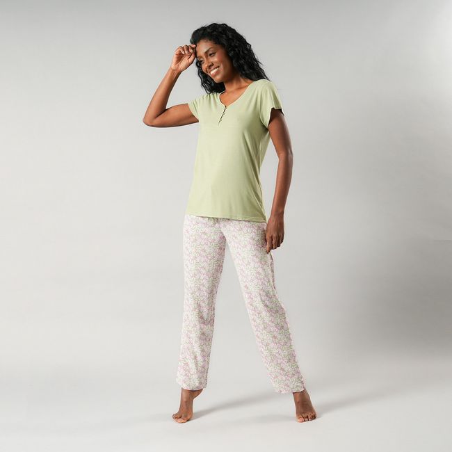 FLORES - Set Top + Pantalón Viscosa Mujer Flores