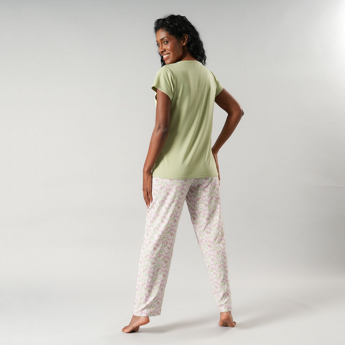 FLORES - Set Top + Pantalón Viscosa Mujer Flores