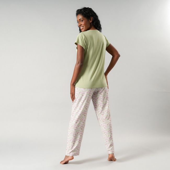 FLORES - Set Top + Pantalón Viscosa Mujer Flores