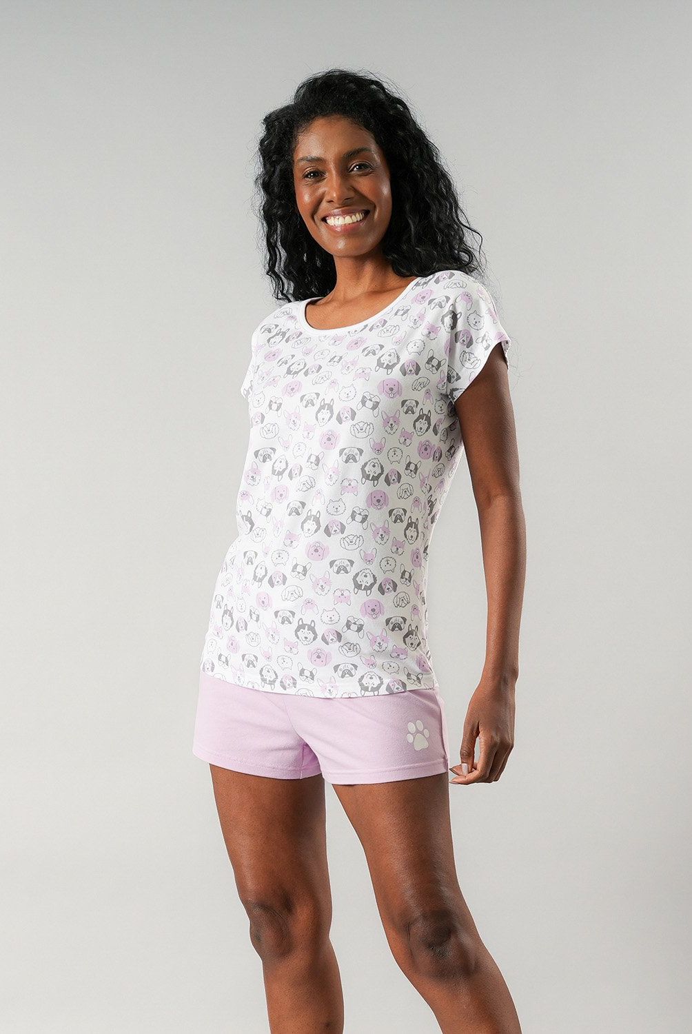 FLORES - Pijamas Top Cuadrado + Short Mujer Flores