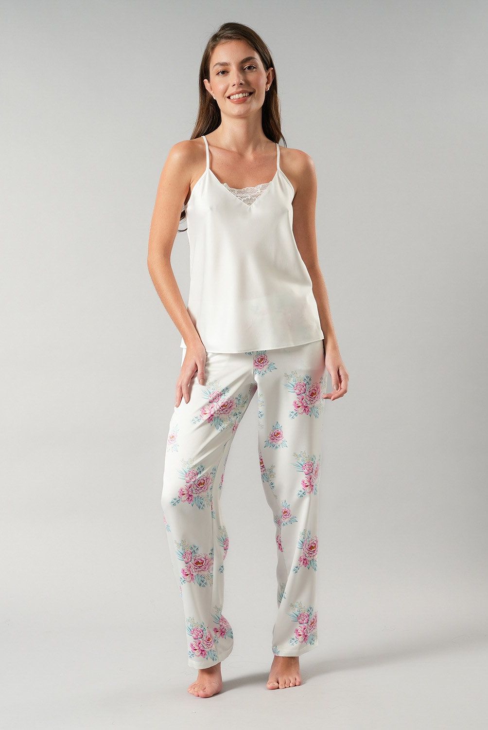 FLORES - Set Pabilo + Pantalon Satin Print Mujer Flores