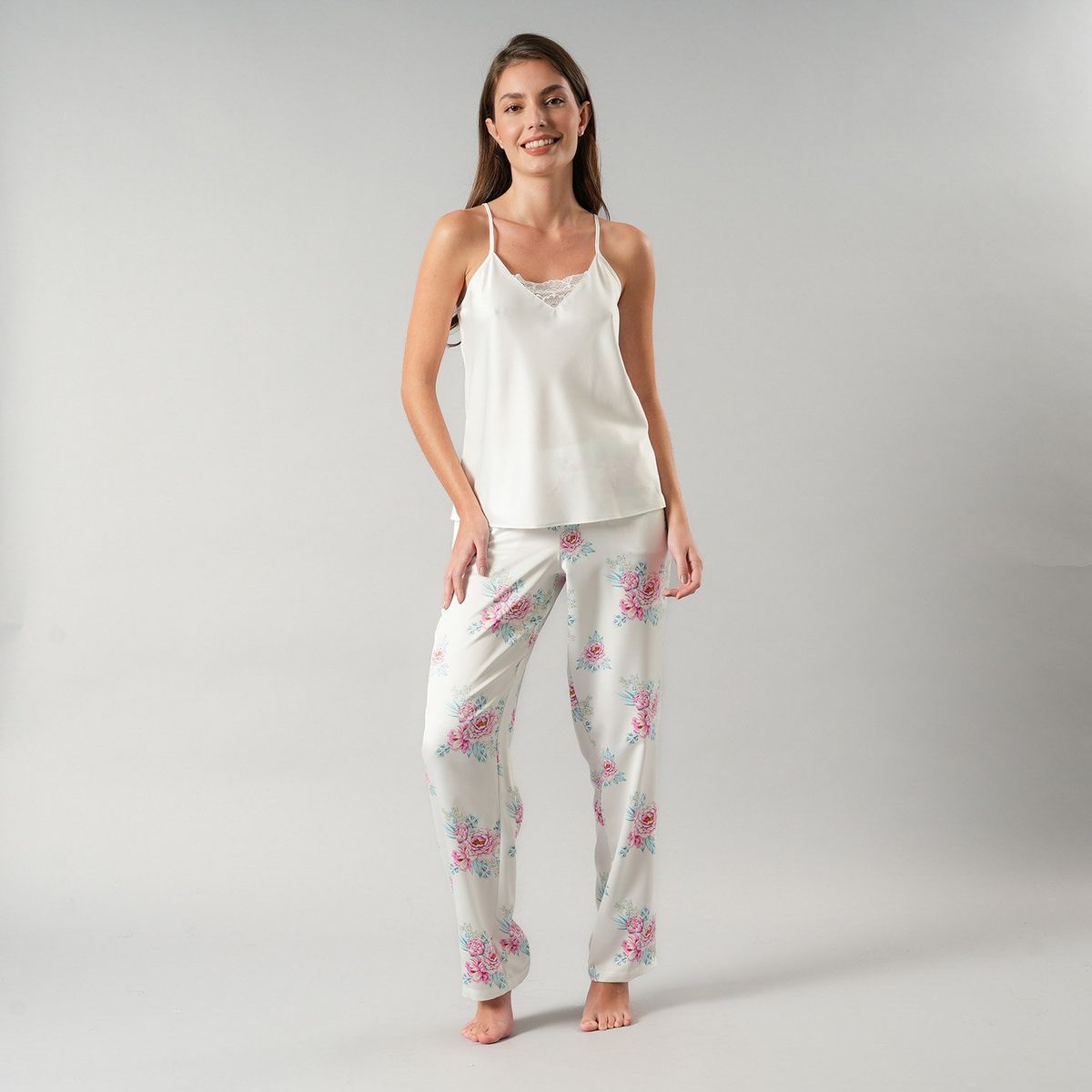 FLORES - Set Pabilo + Pantalon Satin Print Mujer Flores