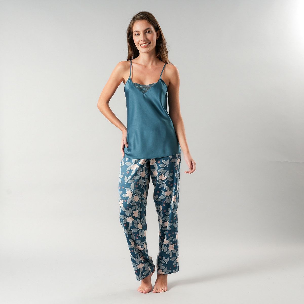 FLORES - Set Pabilo + Pantalon Satin Print Mujer Flores