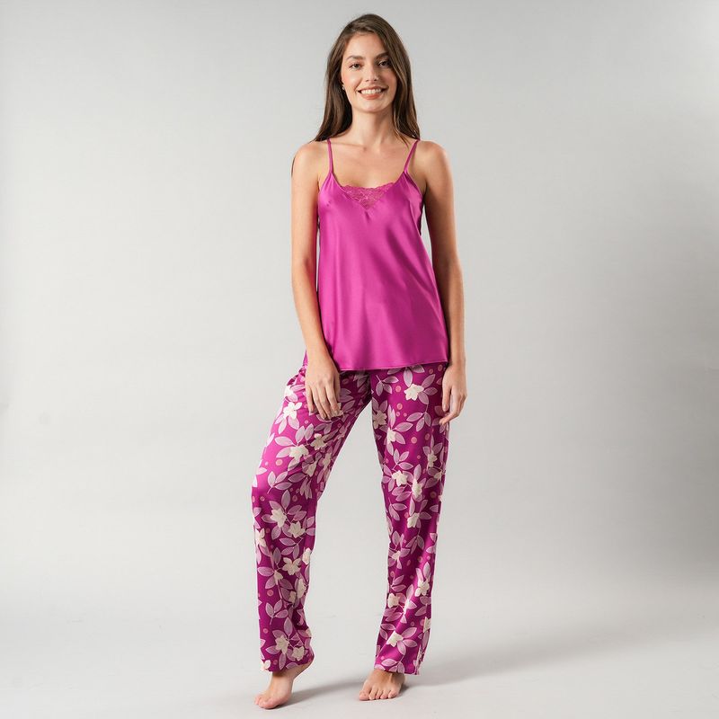 FLORES - Set Pabilo + Pantalon Satin Print Mujer Flores