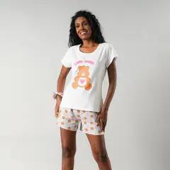FLORES - Pijamas Top Manga Corta + Short Mujer