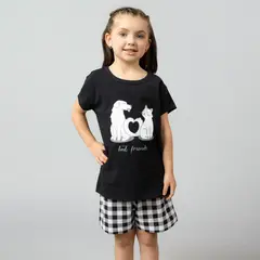 FLORES - Pijama 2 Pieza Manga Corta + Short Niña