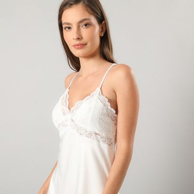 Imagen 2 del producto Camisola Encaje Y Satín Mujer