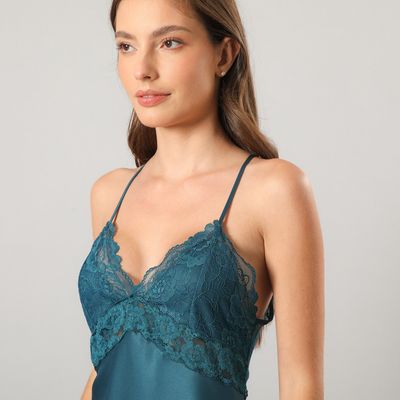 Imagen 2 del producto Camisola Encaje Y Satín Mujer