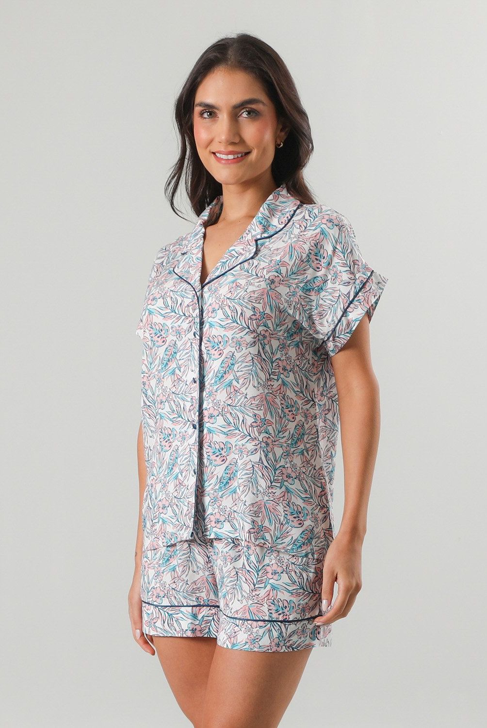 FLORES - Set Top Camisero + Short Mujer Flores