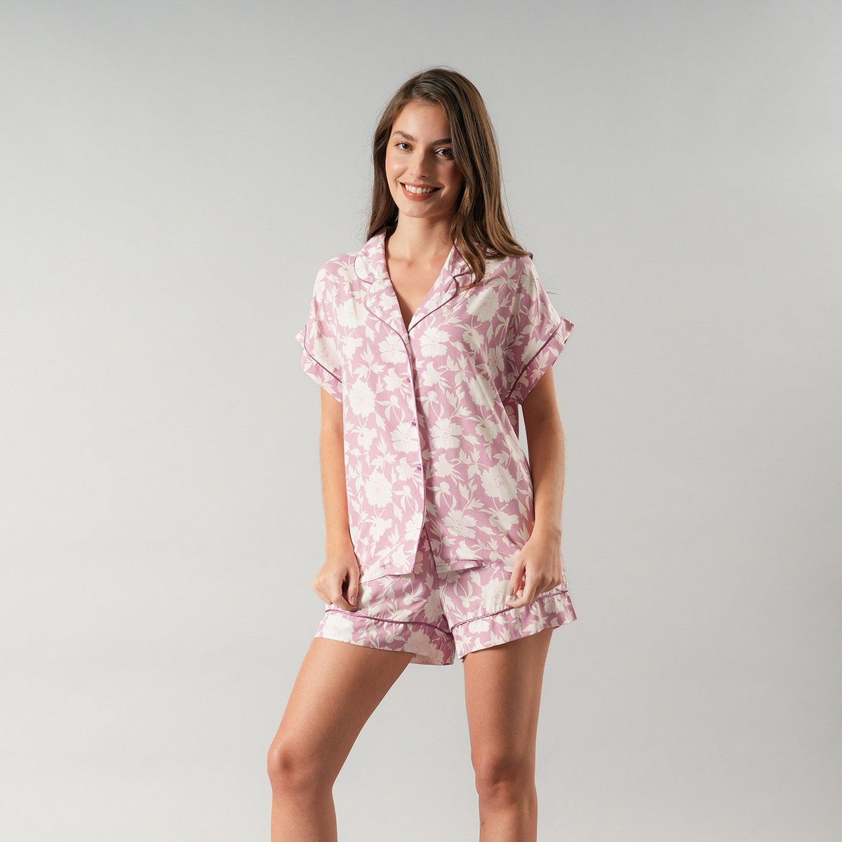 FLORES - Set Top Camisero + Short Mujer Flores
