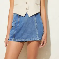 BASEMENT - Short Cargo Algodón Mujer Negro