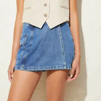 BASEMENT - Short Cargo Algodón Mujer Negro