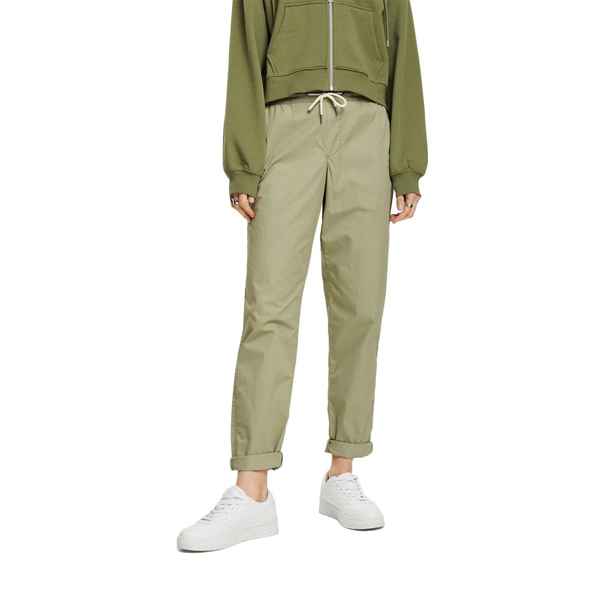 ESPRIT - Pantalón Regular Tiro Medio Algodón Mujer Esprit