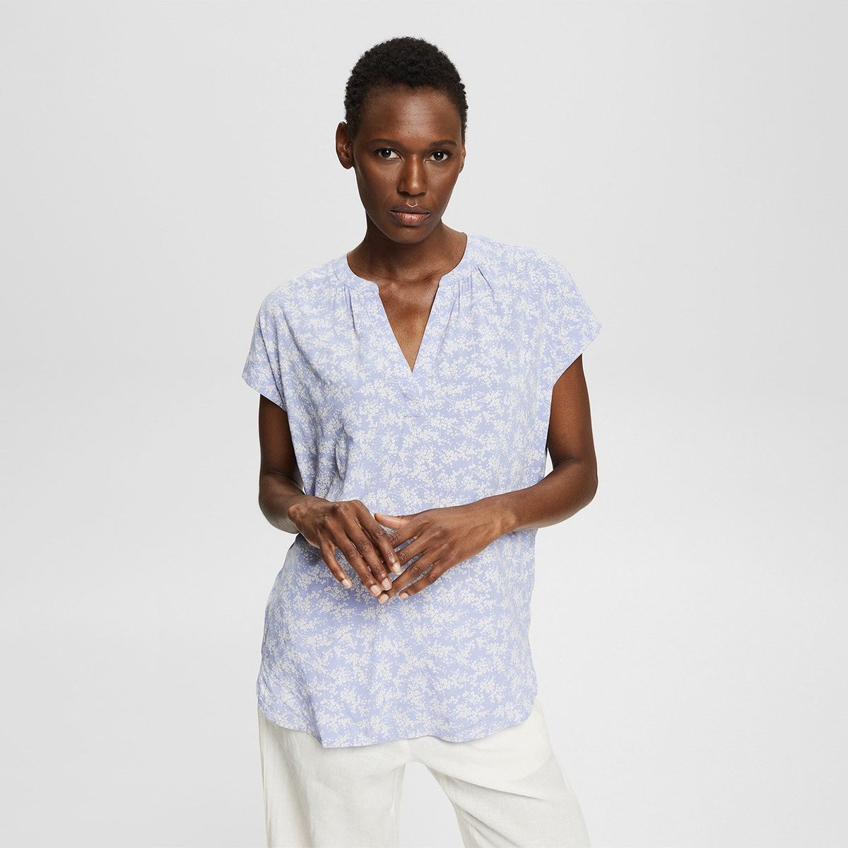 ESPRIT - Blusa Manga Corta Algodón Mujer Esprit