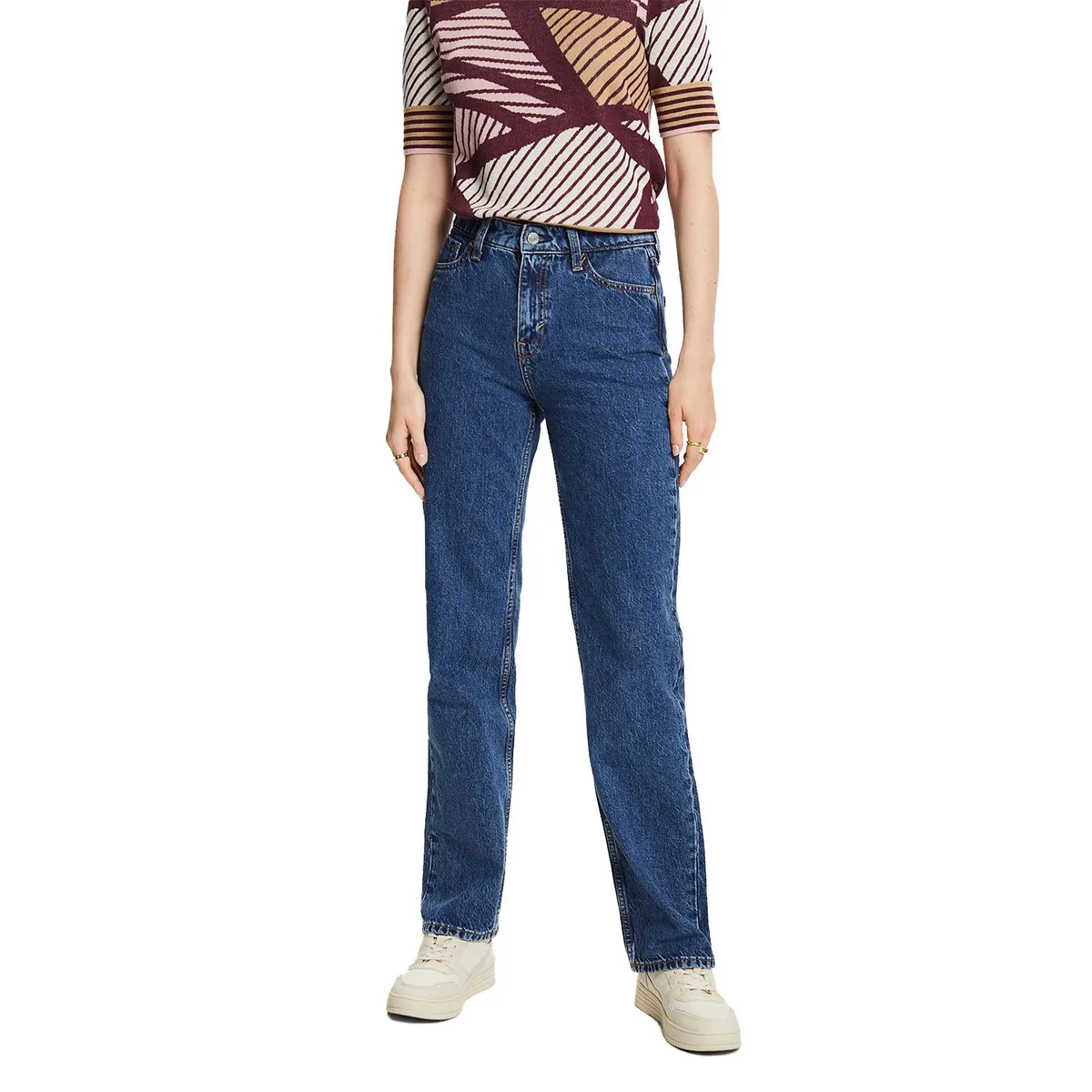 ESPRIT - Jeans Recto Tiro Alto Algodón Mujer Esprit