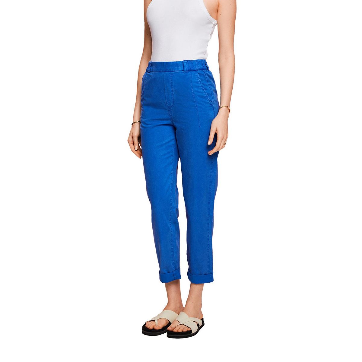 ESPRIT - Pantalón Regular Tiro Alto Algodón Mujer Esprit