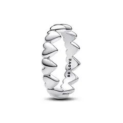 PANDORA - Anillo Fila De Corazones De Plata Mujer