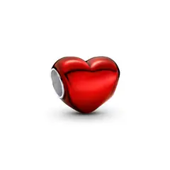 PANDORA - Charm Corazón Rojo Metálico Mujer