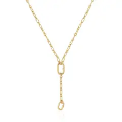 TOUS - Collar Mediano Con Baño De Oro 18 Kt Sobre Plata Con Detalle Colgante Y Anilla Hold Oval