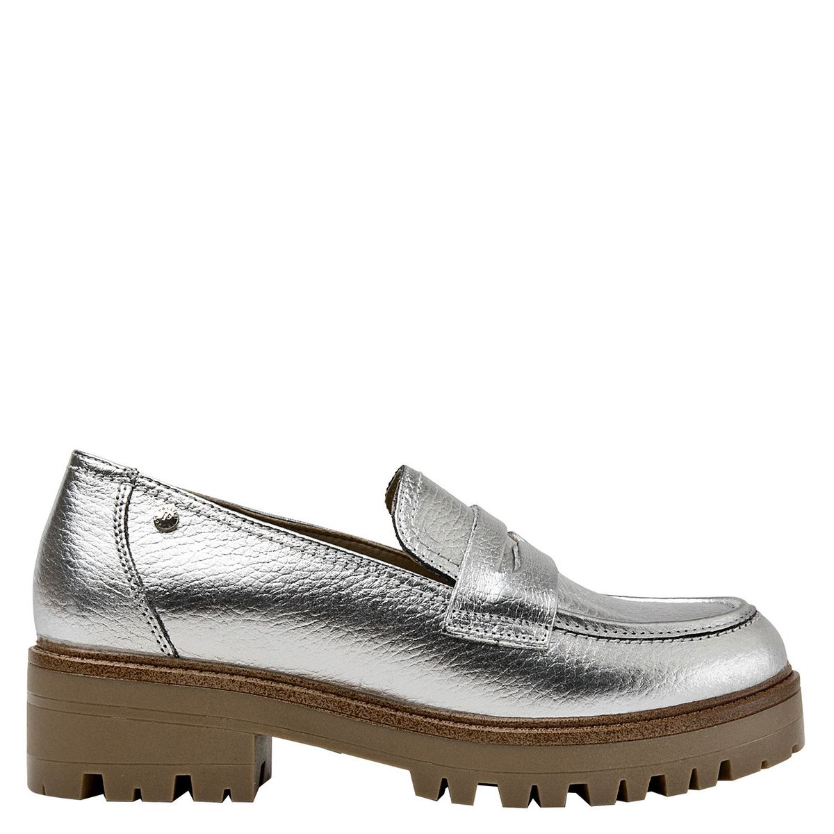 POLLINI - Zapato Casual Mujer Cuero Plateado Pollini