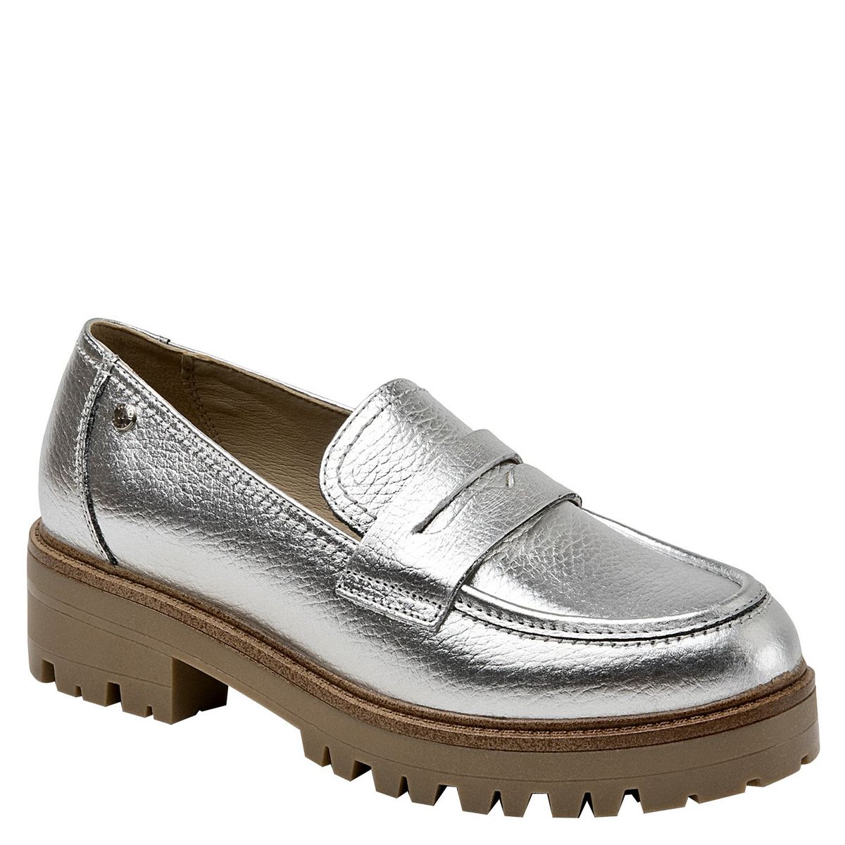 POLLINI - Zapato Casual Mujer Cuero Plateado Pollini