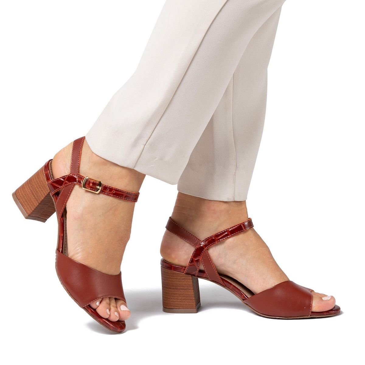 GACEL - Sandalia Mujer Cuero Café Gacel