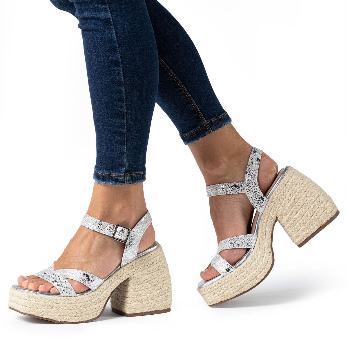GACEL - Sandalia Mujer Cuero Gris Gacel