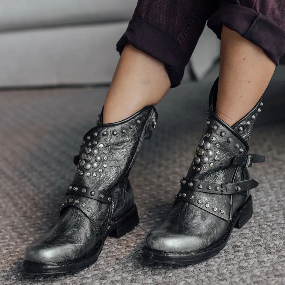 AS 98 - Botín Mujer Cuero Gris AS 98