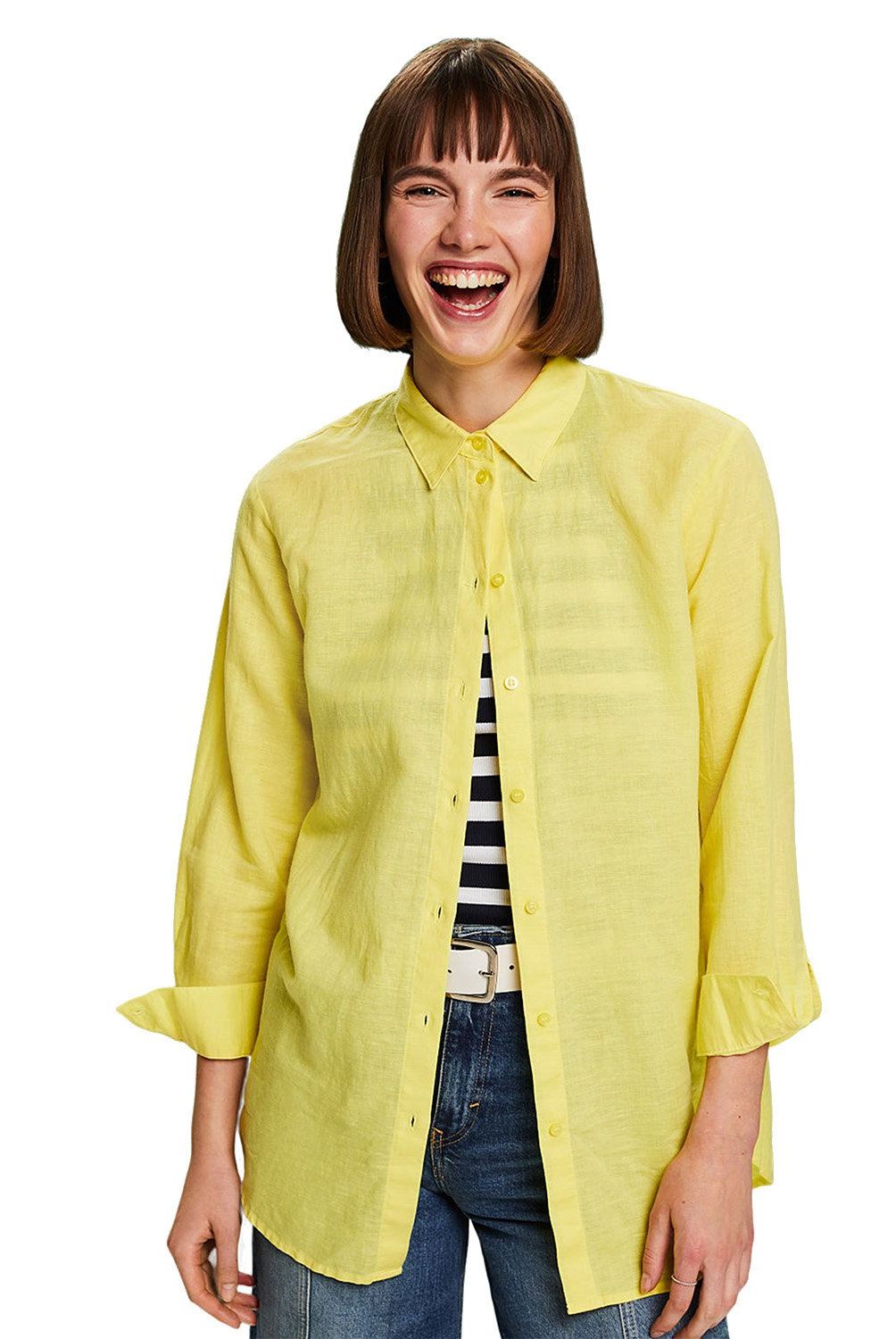 ESPRIT - Blusa Manga Larga Lino Mujer Esprit
