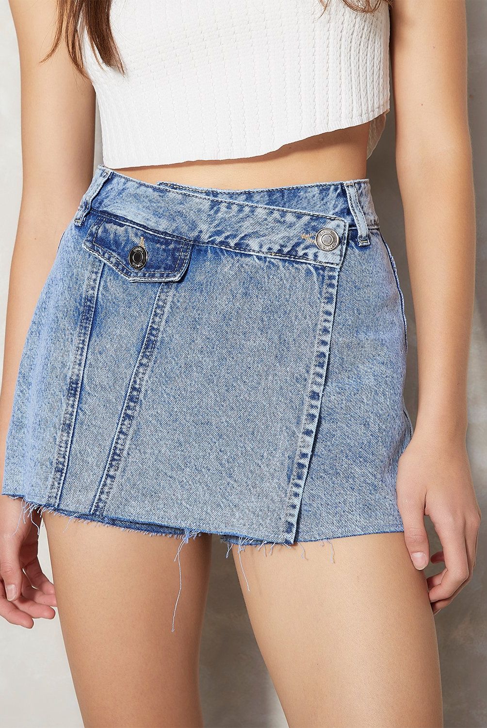 SYBILLA - Short Falda Denim Sybilla Mujer Tiro Alto Estilo Casual