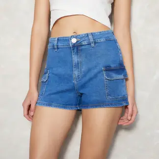 SYBILLA - Short Denim Tiro Alto Mujer Casual